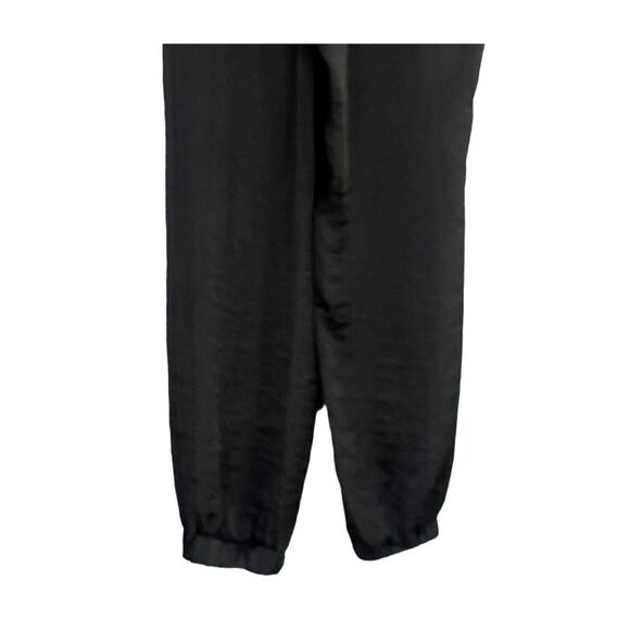 Zara Trf Tapered Elastic Drawstring Waist Harem Pant Pockets Sheer M Black #3776 - Picture 8 of 15